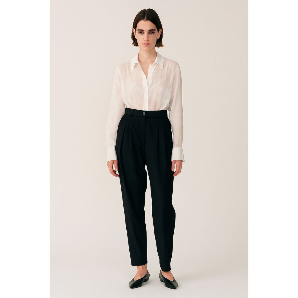 AWAY Black Wool Pleated Barrel Pants Trousers    Women's Size 0